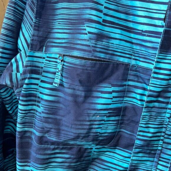 Ride Snowboard Mens Large Gatewood Blue Striped Snowboading Skiing Winter Jacket - Picture 5 of 11